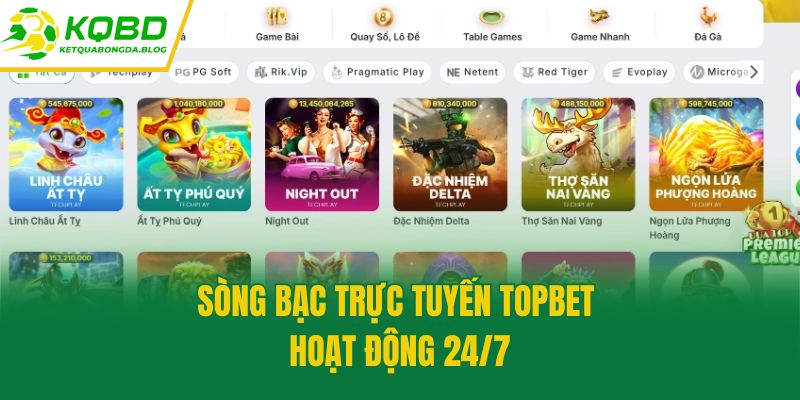 Sòng bạc trực tuyến Topbet hoạt động 24/7