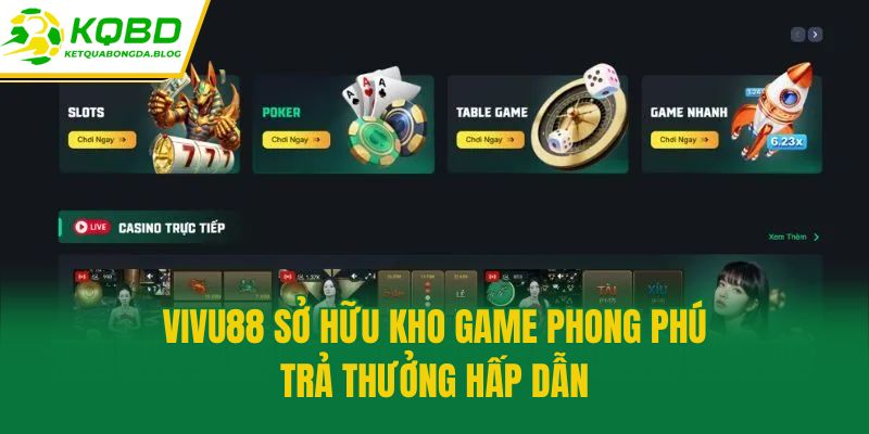 Vivu88 sở hữu kho game phong phú, trả thưởng hấp dẫn