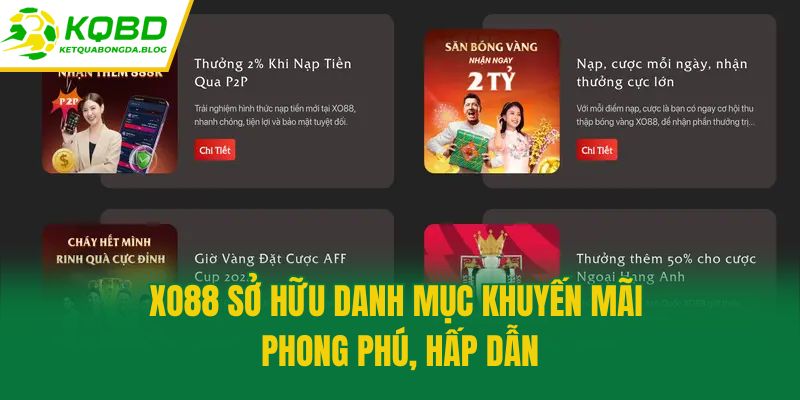 Xo88 sở hữu danh mục khuyến mãi phong phú, hấp dẫn