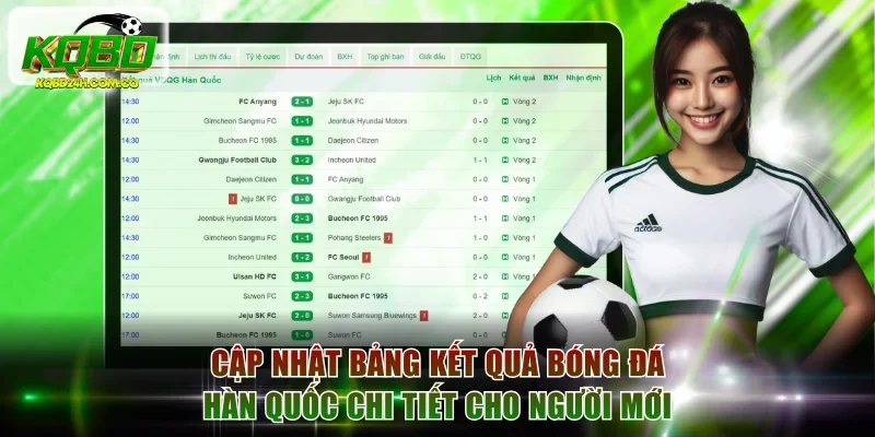 Cập nhật bảng kết quả bóng đá Hàn Quốc chi tiết cho người mới